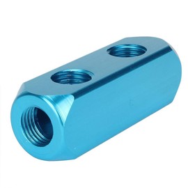Beduan 1/4" 2 Way 5 Port Aluminum Air Hose Inline Manifold Block Splitter, Pneumatic Air Compressor Manifold Fitting (Pack of 3)