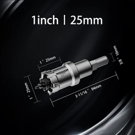 Mollom (1'' | 25mm) Heavy Duty Carbide Hole Saw with 2 Pilot Drill Bits, Hole Cutter cuts Stainless Steel, mild Steel, Iron, Copper, Brass, Plastic