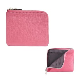 imeetu Mini Wallet, Thin, L-Shaped Zipper, Genuine Leather, Large Capacity, Coin Purse, Thin, Lightweight, Slim, Compact, Travel Wallet, Simple, Casual Mini Pouch, blue (pale)