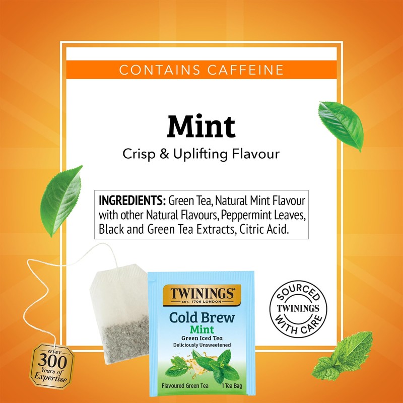 Twinings Mint Green Cold Brew Iced Tea Bags, 20 Count