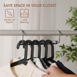 H&S 10pcs Wardrobe Clothes Wonder Hanger Hooks Organiser Magic Closet Coat Clothing Organiser Hanging Hangers Metal (Pack of 10)
