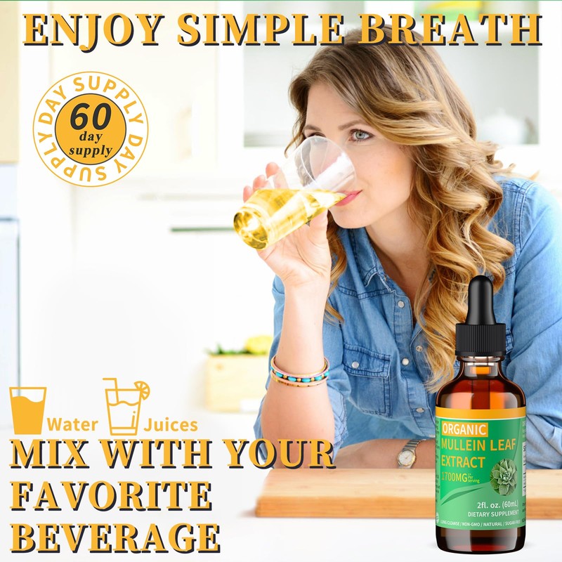 Mosslly Mosslly 1700mg Mullein Drops for Lungs, Organic Mullein Leaf