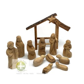 Unique Nativity Set, Hand Carved Nativity Scene, Holy Land Olive Wood Nativity Set with Stable and Figurine, Wooden nativity sets for christmas indoor, Nativity Stable Sets