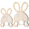 Ouvibor 2 Pcs Easter Wood Bunny Table Decor, Wood Bean