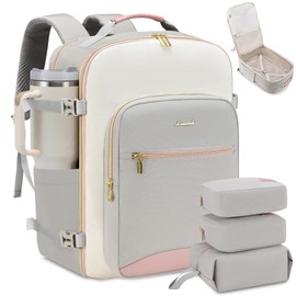 LOVEVOOK 40L Travel Backpack for Women & Men, Large Carry on Backpack for Airplanes with 3 Packing Cubes, TSA Personal Item Travel Bag fits 17" Laptop, Waterproof Weekender Essentials Airline Approved