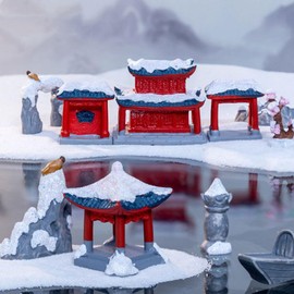 DECHOUS 11pcs Landscape Ornaments Jiangnan Style Miniature Garden Statues for Craft Decoration Realistic Accessories for Table and Mini Garden Decor