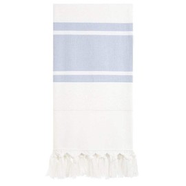 Our Green House Oversized Beach Towel - Pestemal Turkish Cotton Towels (White with Blue Stripes)