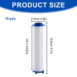 Reccisokz Pack of 10 Shower Filter, Shower Head, Shower Head Filter, PP Cotton Filter for Shower Head Removal of Chlorine Residue, 9.5 x 2 cm, Universal Clean Water Core Cotton Core