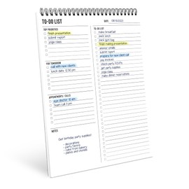To Do List Notepad 8.5x11" - Has Multiple Functional Sections - Large Size, 52 Sheets - Spiral Daily Planner Notebook - Task Checklist Organizer Agenda Pad for Work, Note and Todo Organization