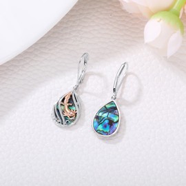 YYmqmq Axolotl Earrings for Women 925 Sterling Silver Abalone Shell Axolotl Dangle Drop Leverback Earrings Cute Animal Jewelry Ocean Axolotl Gifts for Axolotl Lovers Girlfriend