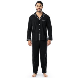 Fruit of the Loom Men's Jersey Knit Pajama Sleep Set, Black