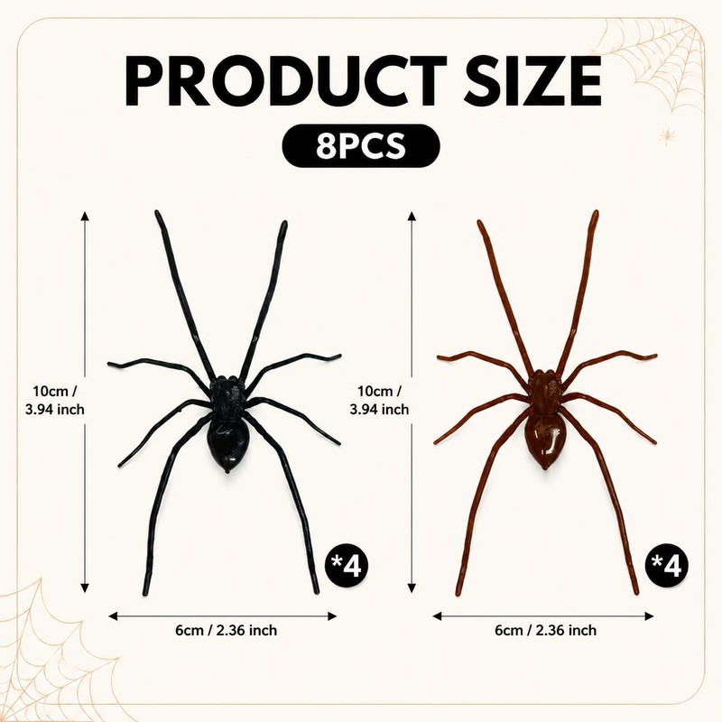 SLUPS 8PCS 3D Realistic Magnetic Spiders for Halloween Cars &