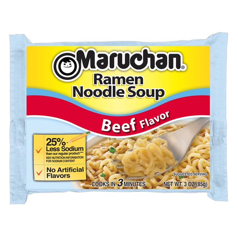 Maruchan Ramen Less Sodium Beef, Instant Ramen Noodles, Ready to