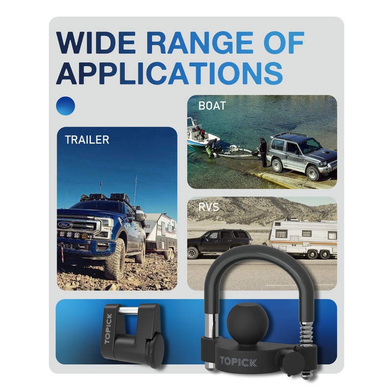 TOPICK Keyed Alike Trailer Coupler Lock Set, Trailer Lock Kit
