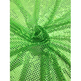 Sal Tex Fabrics, Small Confetti Dot Sequins on Sheer Metallic Mesh, Sells by The Yard (Lime)