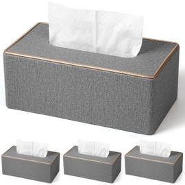 VZZNN Caja de Pañuelos, Funda para Caja de Pañuelos Rectangular, Porta Pañuelos de Cuero PU Beige para Pañuelos Faciales Estándar, para Baño, Inodoro, Recámara, Sala de Estar, Computadora, Oficina