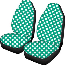 Dellukee Polka Dot Car Seat Cover Solid Color Polka Dot Universal 7pc Front Car Seat Covers Protectors for Most Car Truck SUV Van