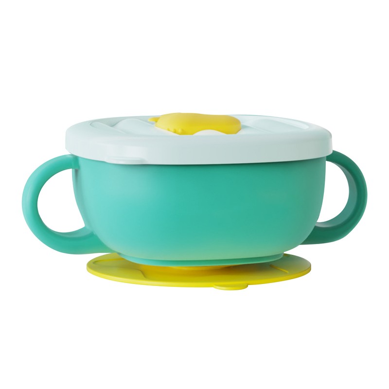 Toddler Suction Cup Bowls with Lids Prevent Falling Stainless Steel