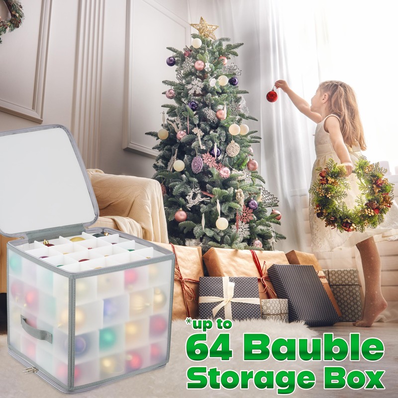 DECO EXPRESS Christmas Ornament Storage Box Christmas Decoration Storage Baubles
