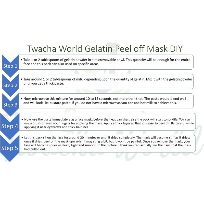 Twacha world Gelatin Powder For Face Mask/Hair removal/Peel Off Mask