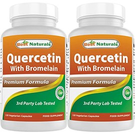 Best Naturals Quercetin with Bromelain Veggie Capsule - 800mg of Quercetin & 165 mg of Bromelain (2400 GDU/g), 120 Count (120 Count (Pack of 2))