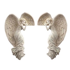 Angel Wings Door Frame Decoration Made of Resin, Small Angel Wings Wall Sculpture, Vintage Style Shabby Chic Angel Figures, 3D Creative Vintage Angel Wings Door Corner Ornament, Door Frame Decoration