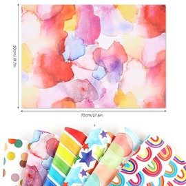 Apol Gift Wrapping Paper Birthday,Rainbow Pink Folded Gift Wrap Set 20 x 28 inches per sheet (12 sheets: 47 sq. ft. ttl.) W/String and Sticker for Bridal Baby Shower Wedding Graduation and More