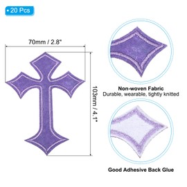 PATIKIL Cross Embroidered Patches,20 Pcs Cross Sew on Iron on Decorative Patches for Repair Decoration Clothing Hats Jackets Backpack, 4.1"Lx2.8"W, Purple