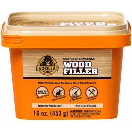 Gorilla 1lb Tub GORILLA All Purpose Wood Filler Interior Exterior Deck Knot Crack Patch