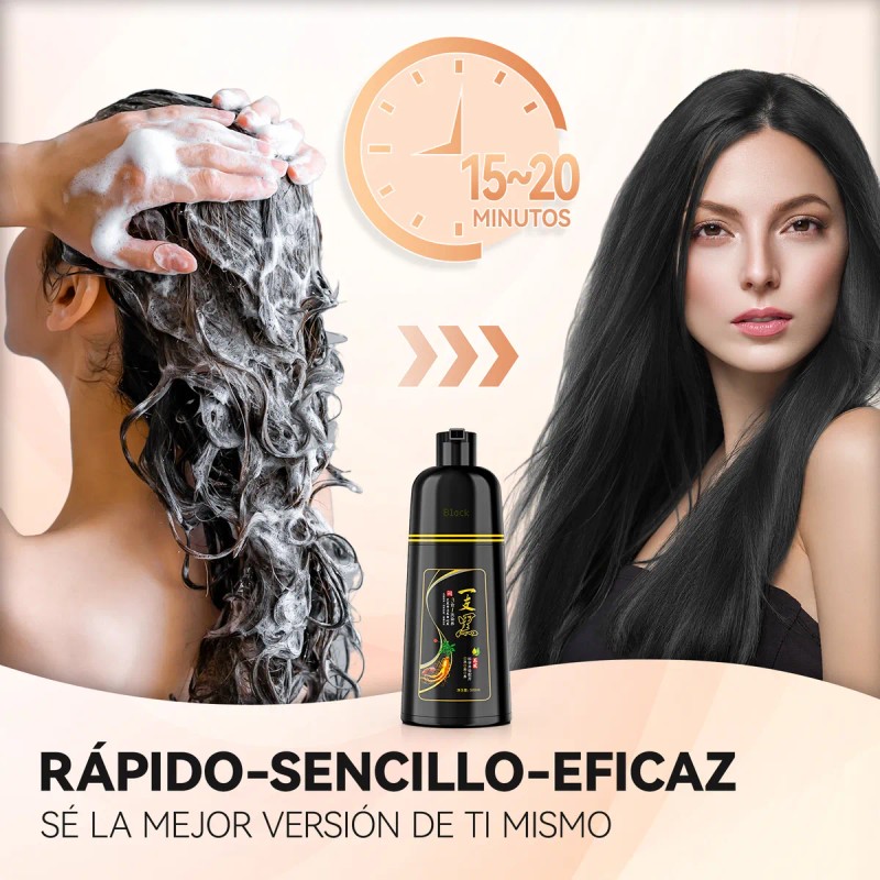 🔥 Shampoo tinte instantáneo cubre canas natural jengibre 500ml Vitaminas