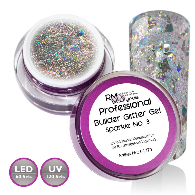 RM Beautynails Builder Glitter Gel No 3 Builder Gel UV