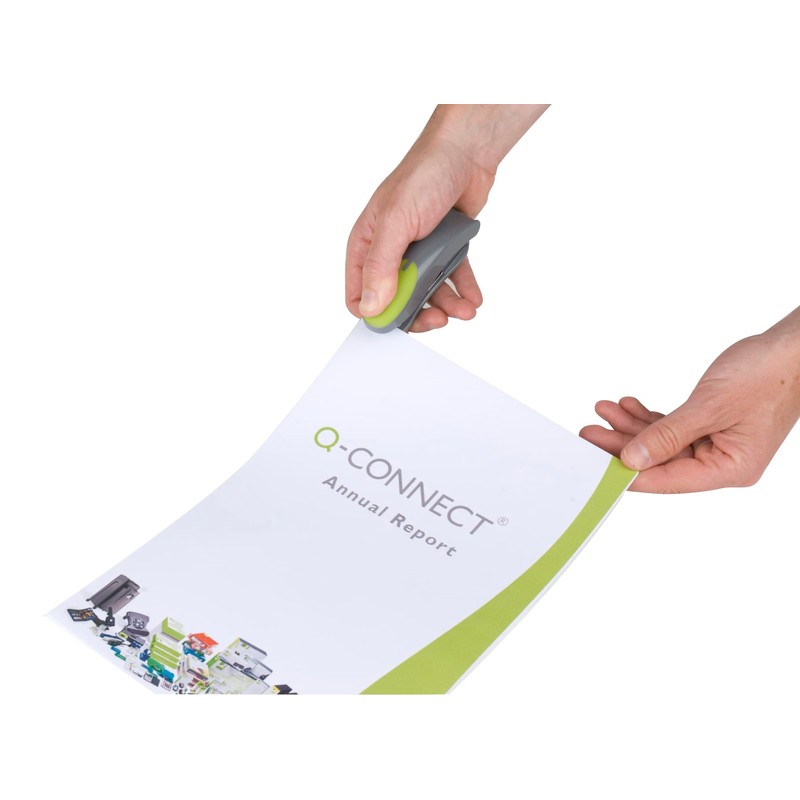 Q-Connect Mini Plastic Stapler Grey/Green (Capacity: 12 sheets of 80gsm