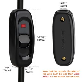 Helunsi 2 Pcs Inline Switch, Cord Appliance Black Switch, Button ON OFF for Lamp, Rated 10A 250V, Replacement Repair Control LED Electrical Extension Cable Wire Plug Light Wiring - With Indicator Neon