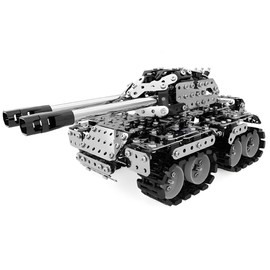 HI-REEKE 3D Metal Puzzle Set, Military Battle Tank Model Toy STEM Building Kit for Boy Adult Gift (Double-Barreled)-969pcs