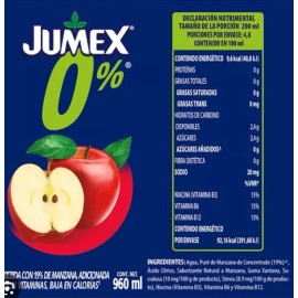 Jumex 4 PACK JUMEX JUGO DE MANZANA 0% BAJO EN CALORÍAS /  JUICE APPLE- 4 OF 960ml