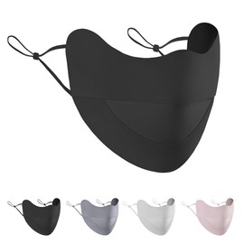 TRENZADO UV Protection Mask Face Cover Sun Protection 3D UV Protection Mask Cold Sensation Sunburn Women's Summer Touch Cooling Feeling Ear Cord Adjustable Washable Anti-UV Protection Reusable Sports