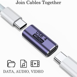 AuviPal USB C Coupler (2 Pack), USB Type C Female to Female Adapter Extender Compatible with Thunderbolt 4/3 Support up to 40Gbps Data Transfer, 100W Power Delivery and 8K@60Hz Video Pass Through