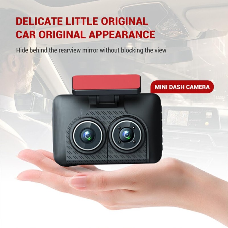 AIXXCUVQ Car 3Lens DVR 3-Channel Dash Cam Front and Rear