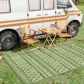 Beeiva Outdoor Plastic Rug 6x9, Plastic Reversible Outdoor Rug for Front Door, Outdoor Rug 6x9 for Patio, Balcony, Backyard, Porch, Camping, Picnic - Green