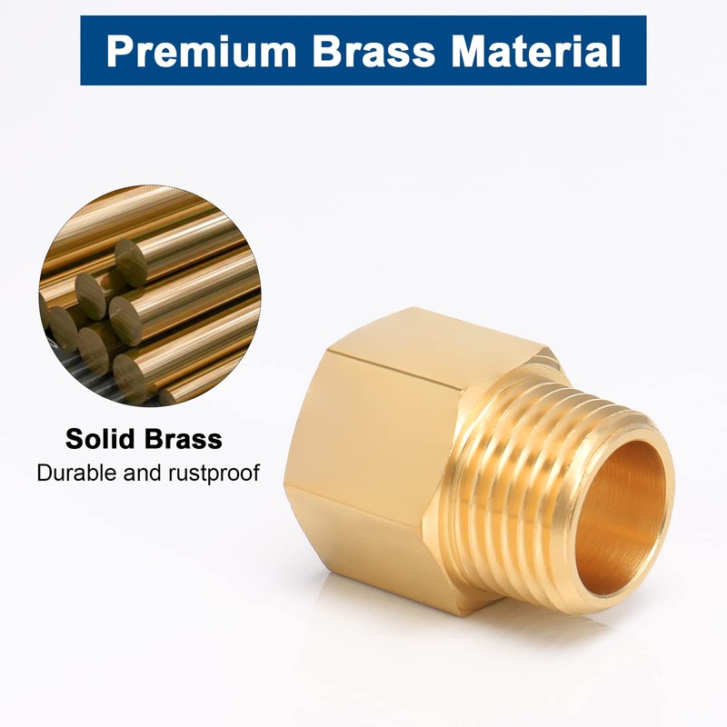 BathAce Brass Pipe Fitting, Heavy Duty Metal Thread Solid Brass