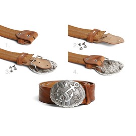 VaModa Belt Buckle 4.0 cm | Interchangeable Buckle Buckle 40 mm | Model 'Script' | Belt Buckle for Interchangeable Belt, gold