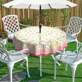 uwdfnwuif Outdoor Tablecloth with Umbrella Hole 60" x 60" Waterproof Zipper Table Cloth for Patio Table - Ideal for Picnics, Camping, and Yard Use