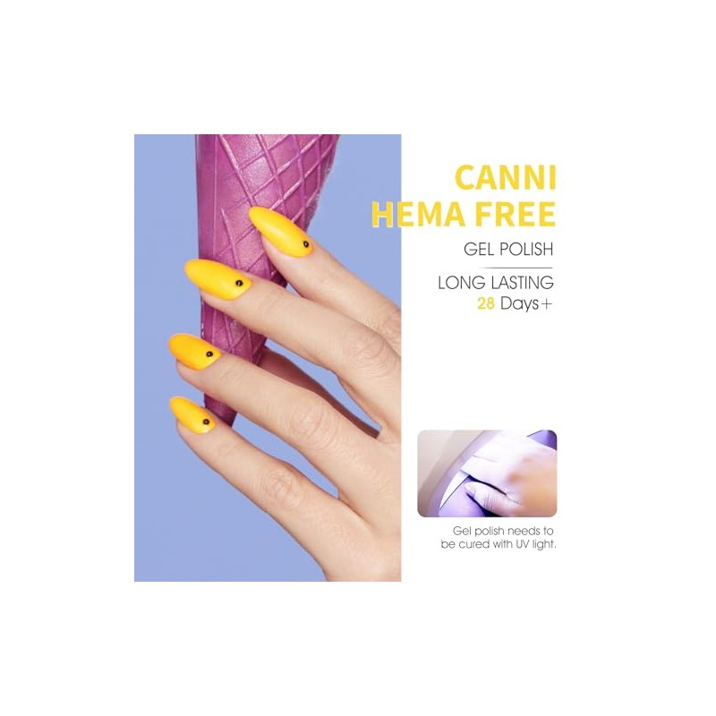 CANNI- JUEGO DE ESMALTES DE UÑAS EN GEL AMARILLO DE