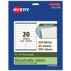 Avery Dissolvable Rectangle Labels, Sure Feed Technology, 1" x 4",