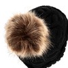 HEYO Ladies Knitted Winter Hat with Large Faux Fur Bobble