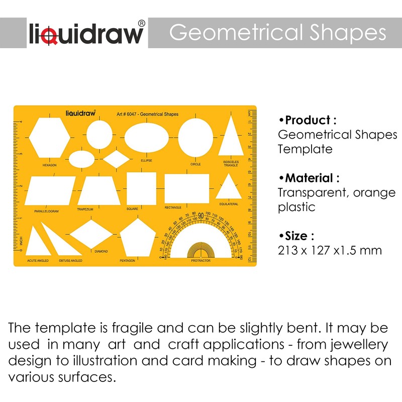 Liquidraw Geometry Shapes Template Stencil Protractor Circle Ellipse Oval Triangle