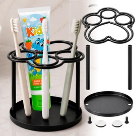 Yigney Toothbrush Holders for bathrooms, Metal Toothbrush Holder Black