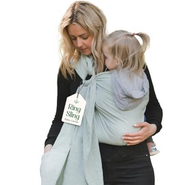 Ring Sling Baby Carrier - USA Lab Tested, 100% Natural Cotton Muslin, Breathable & Ergonomic Ring Sling Light Green