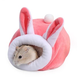 Luckious Hamster Bed - Soft and Cozy Small Animal Bedding Sleeping Retreat for Hamsters, Hedgehogs, Guinea Pigs, Cute and Warm Hamster House (Pink)