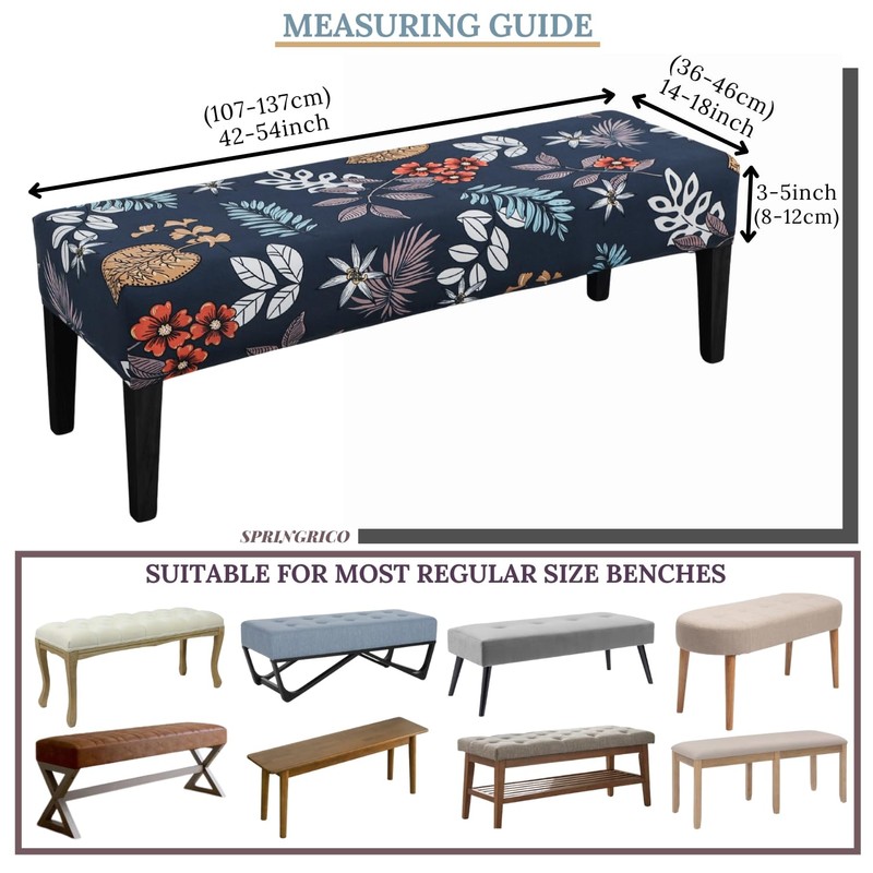 SPRINGRICO Stretch Dining Bench Cover, Removable Bench Slipcover Washable Bench